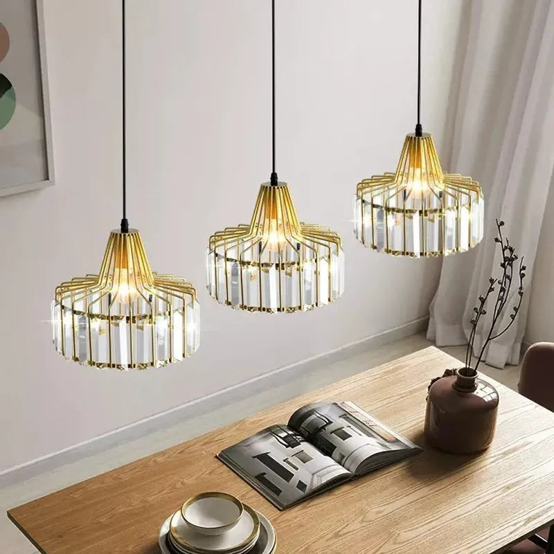 Suspension LED nordique pour cuisine île salle à manger ronde moderne lustre en fer noir zone de repos luminaires en verre E27