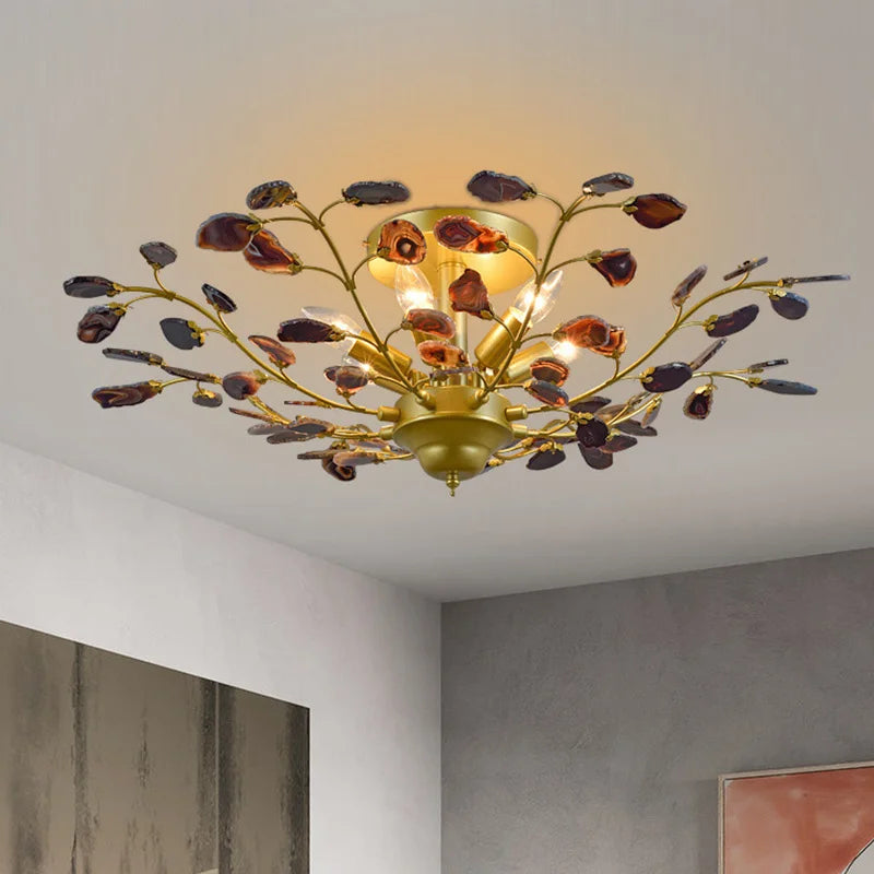 lustre led en agate naturelle idéal pour décoration romantique - vue 5 sur 15