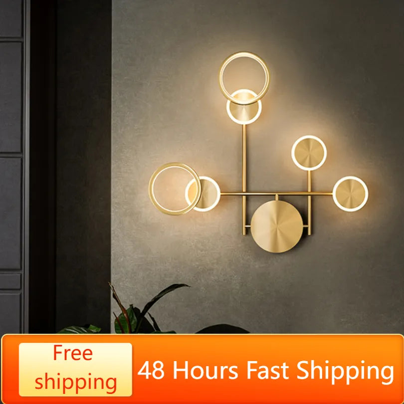 Applique murale design LED décoratif doré maison - vue 3 sur 9