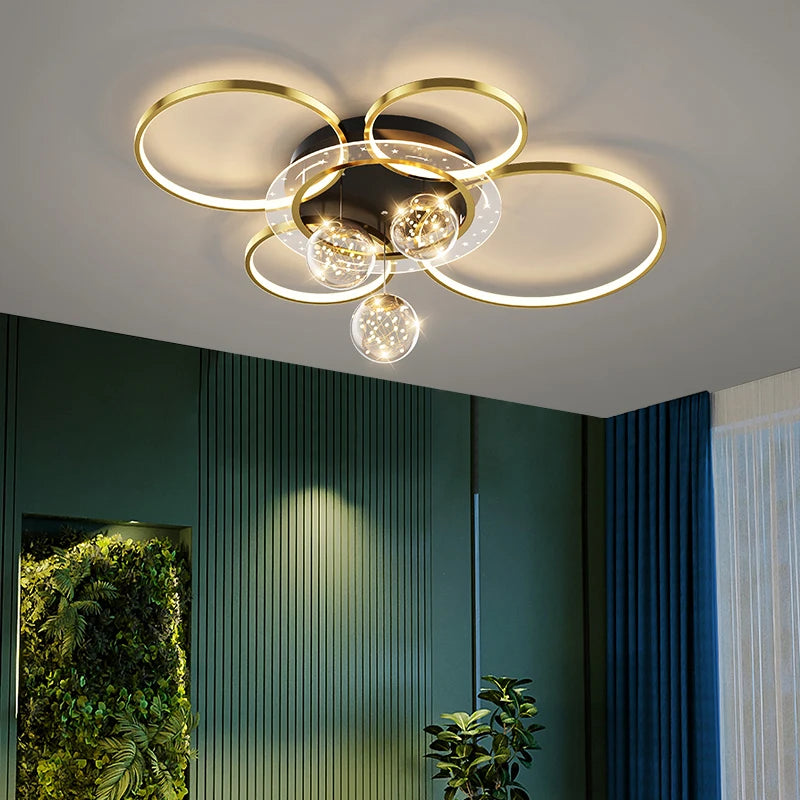 plafonnier moderne en forme d'anneaux décoratif pour intérieur - vue 6 sur 7