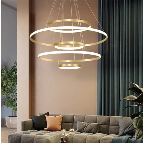 lustre moderne style nordique avec télécommande et anneau lumineux - vue 2 sur 30