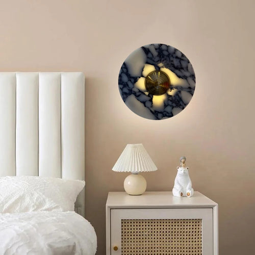 applique murale style art déco en pierre et métal doré - vue 4 sur 8