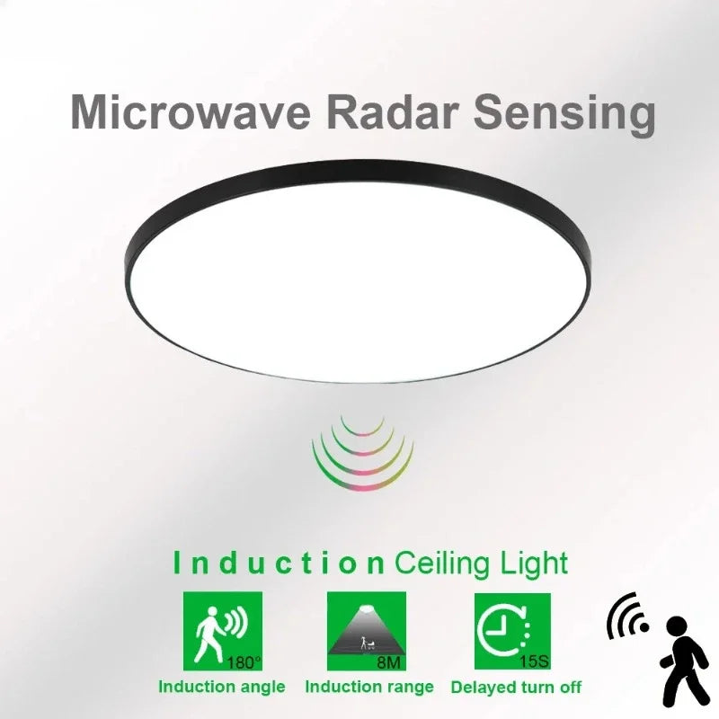 Plafonnier LED à détection de radar super mince 27CM plafonnier à induction radar à micro-ondes