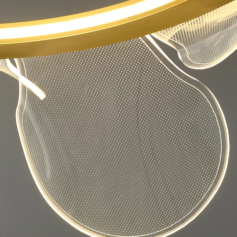 suspension led moderne avec anneau doré à gradation variable