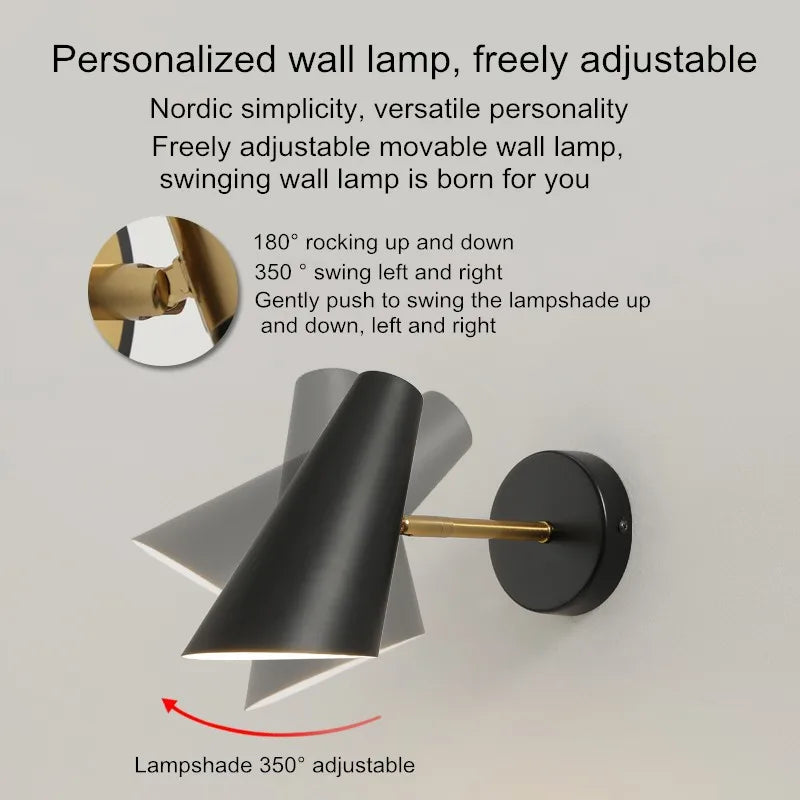 lampe de chevet nordique moderne avec interrupteur créatif et mobile - vue 4 sur 8
