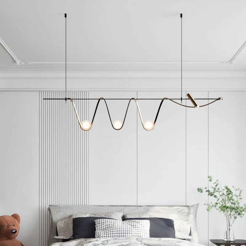 lustre moderne à led design nordique en verre lumineux - vue 4 sur 7