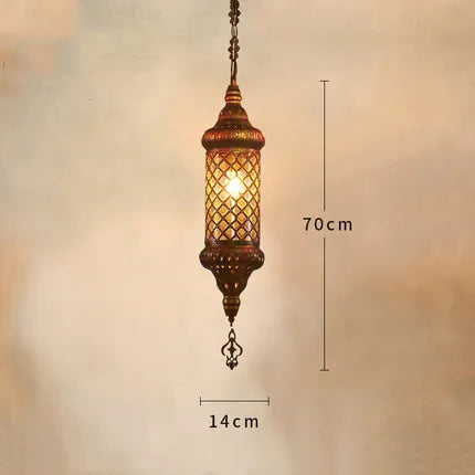 lustre industriel rétro en fer et verre coloré pour établissements asiatiques - vue 10 sur 14