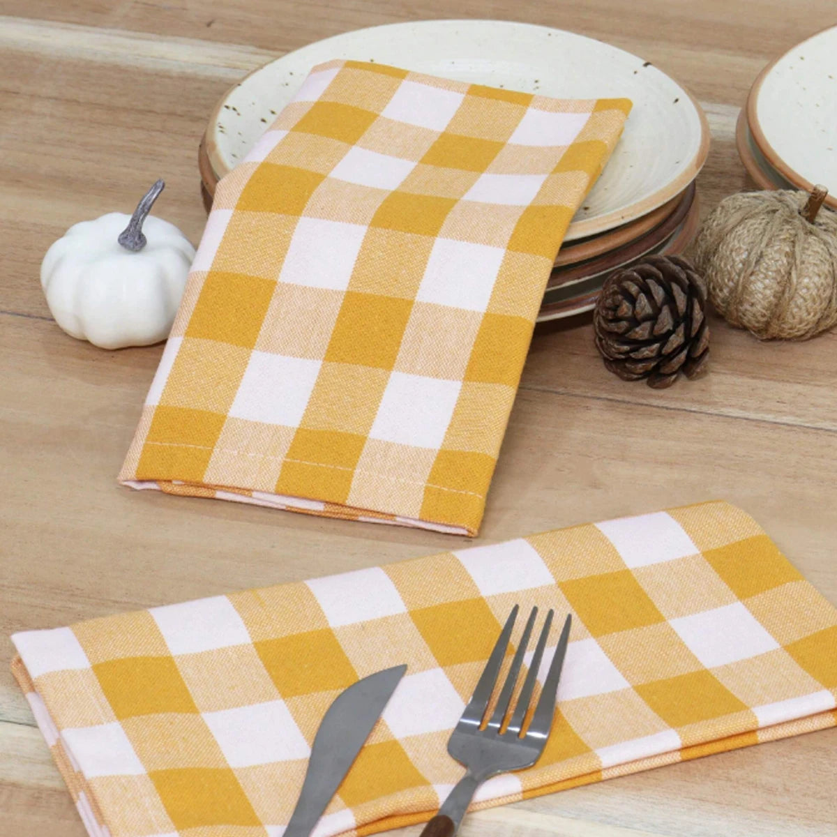 Serviette de table polyester motif carreaux style moderne - vue 5 sur 7
