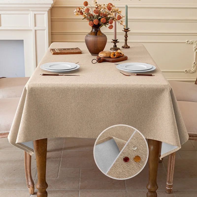 Nappe coton lin imperméable style uni table repas