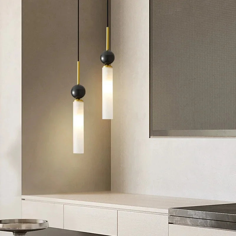 suspension en marbre et cuivre pour éclairage intérieur moderne