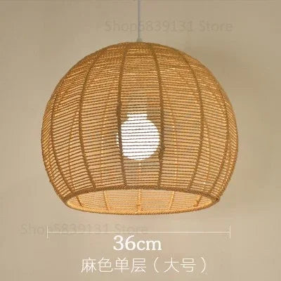 luminaire led nordique moderne en fer et corde de chanvre - vue 11 sur 14