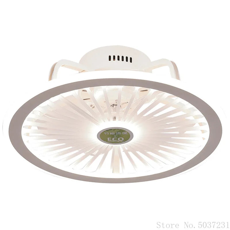 110V / 220V Nordic Simple Bedroom Ceiling Fan Lamp Invisible Restaurant Living Room Children's Room Intelligent Fan Home Decor - vue 5 sur 13