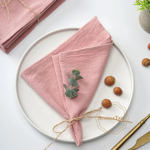 Serviette de table coton lavé style vintage dentelle