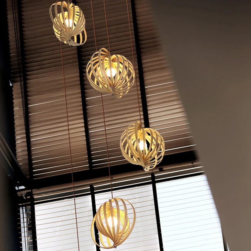 suspension en bois design nordique pour restaurant - vue 3 sur 12