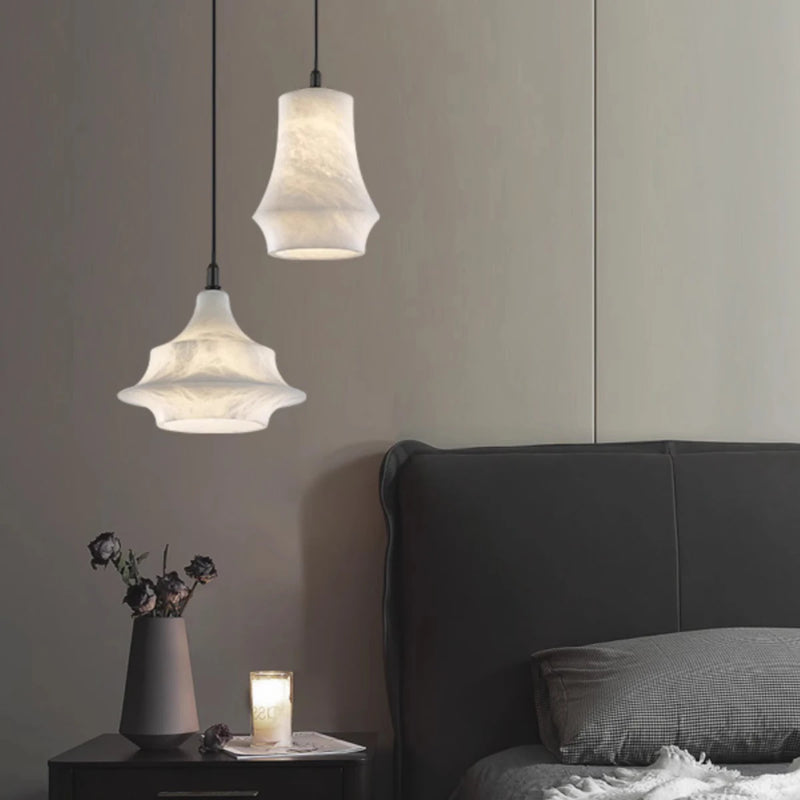 Lustre design de luxe en marbre naturel et laiton