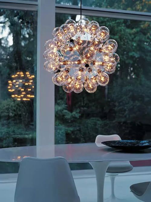 lustre à led en verre chromé et doré pour décoration intérieure - vue 3 sur 12