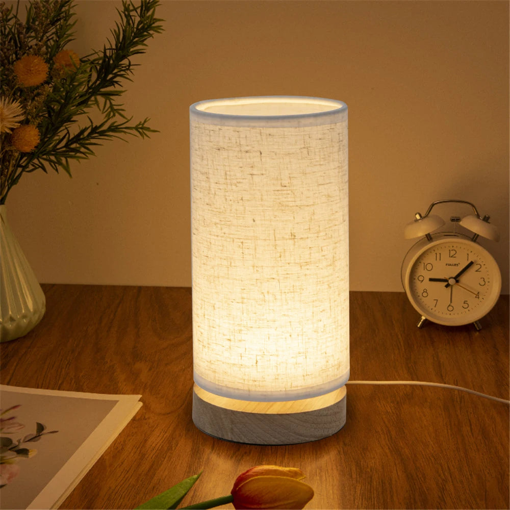 lampe de table en bois massif au style chaleureux et simple - vue 3 sur 5