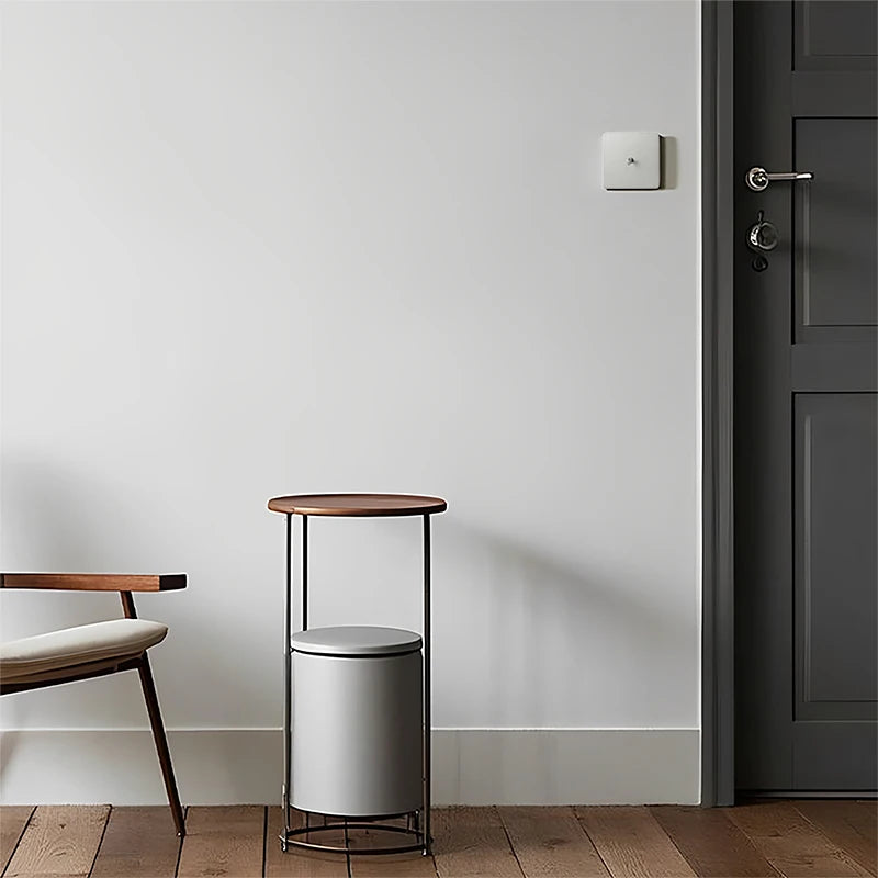 Interrupteur simple 1 voie en acier gris clair brossé bords arrondis