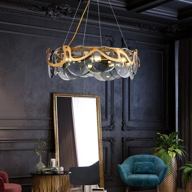 lustre LED de luxe pour décoration intérieure en verre élégant - vue 4 sur 12