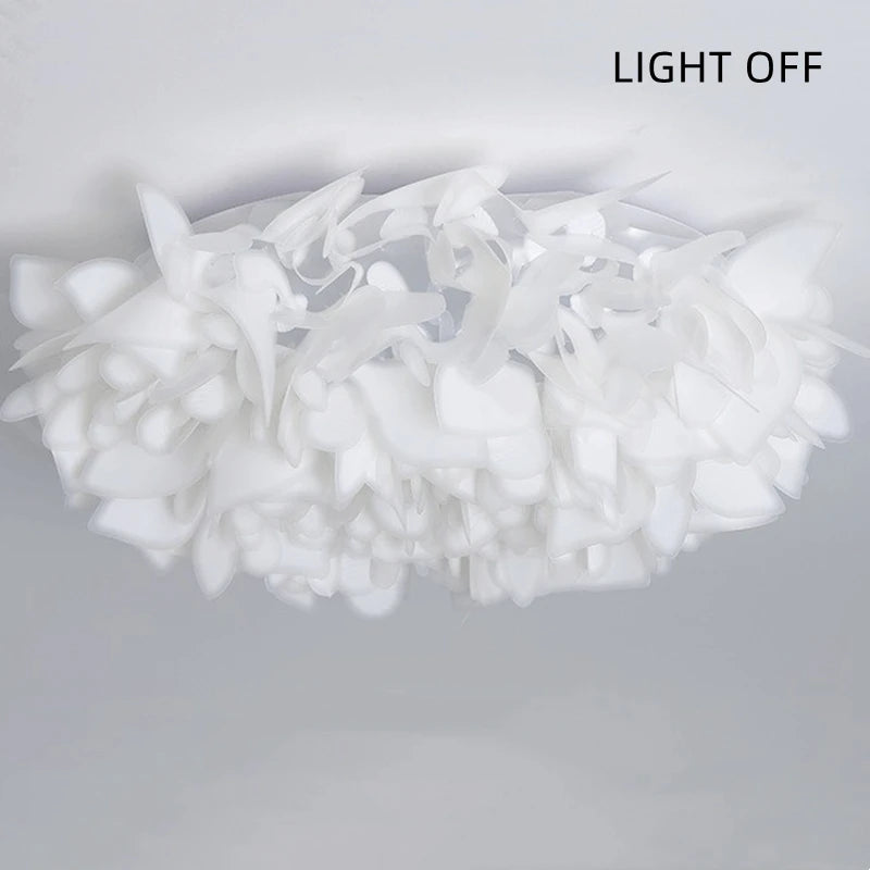 Plafonnier LED chic nordique fleurs blanches