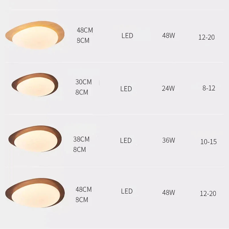 plafonnier led en bois nordique acrylique avec galets noyer - vue 5 sur 12