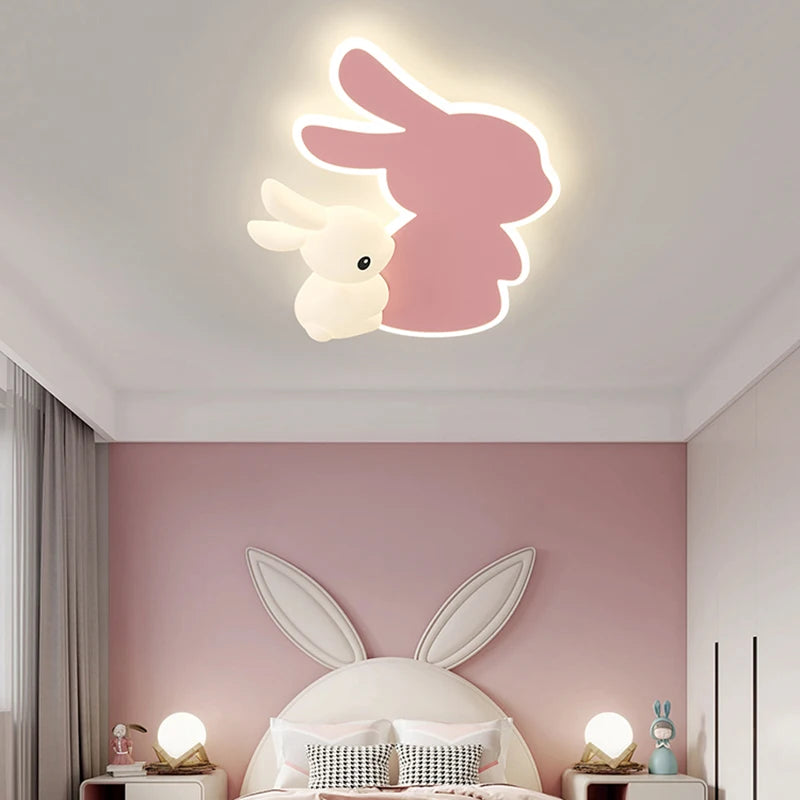 Creative Children's Room Ceiling Lamps Carrot Cloud Rabbit Ceiling Light Nursery Room School Baby Girl Bedroom Chandelier AC220V - vue 4 sur 15