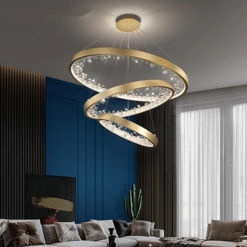 lustre en cristal design luxe avec éclairage led - vue 2 sur 19