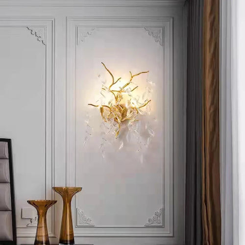 Applique murale led moderne en cristal et aluminium doré art déco - vue 5 sur 21