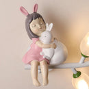applique murale fille lapin g4 led fleur