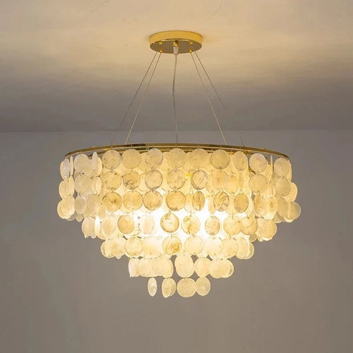 lustre nordique en coquillage avec luminaire à led - vue 2 sur 17