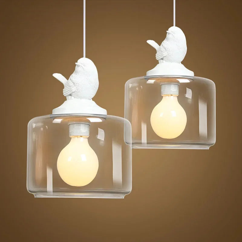 Suspension moderne créatif oiseau led en verre - vue 4 sur 8