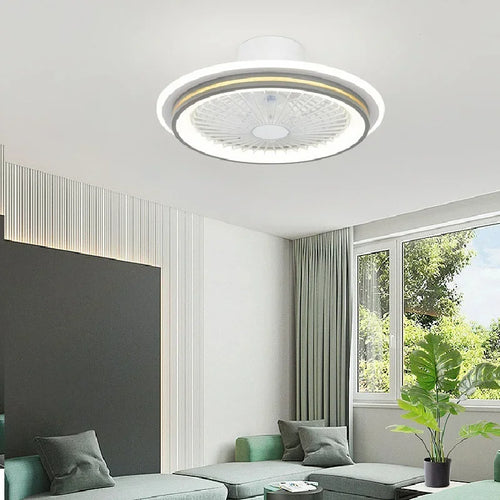plafonnier moderne silencieux avec ventilateur et lumière télécommandé - vue 5 sur 9