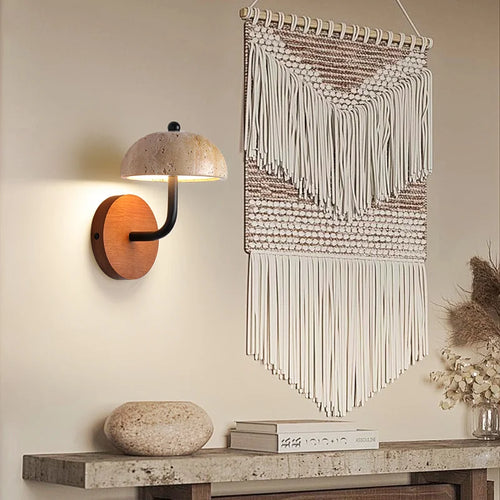 applique murale vintage en pierre naturelle champignon lumineux - vue 3 sur 6