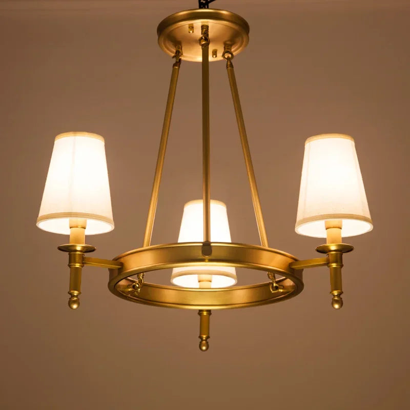 Lustre rond en cuivre complet pour chambre à coucher