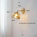 applique murale rotative rétro en verre et cuivre avec interrupteur
