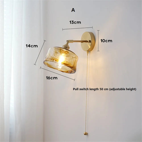 applique murale rotative rétro en verre cuivré avec interrupteur - vue 4 sur 8