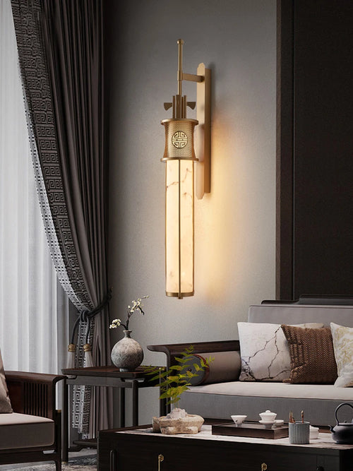 applique murale en marbre style chinois avec éclairage led design - vue 2 sur 14