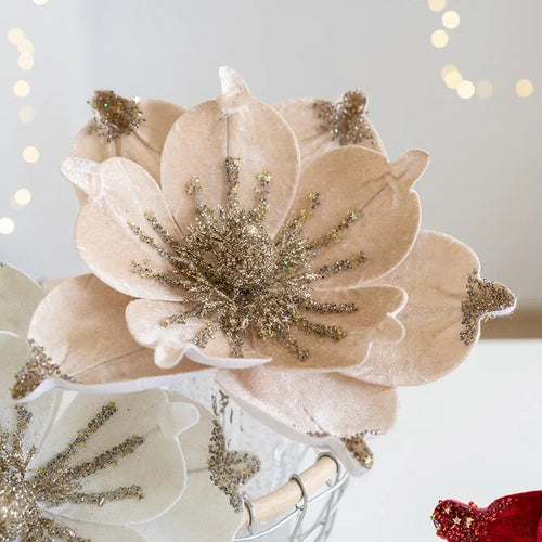 fleur de noël artificielle paillettes décorations arbre de noël 1 pièce - vue 7 sur 12
