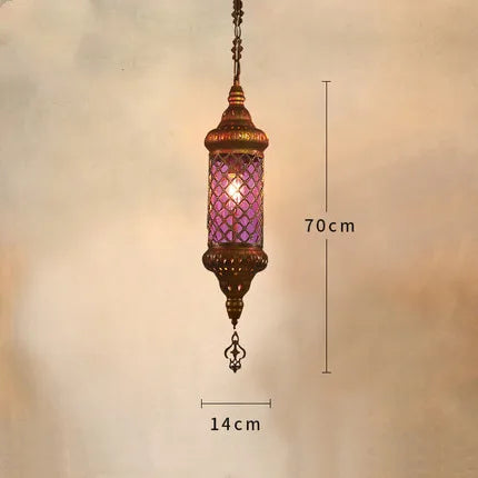 lustre industriel rétro en fer et verre coloré pour établissements asiatiques - vue 9 sur 14