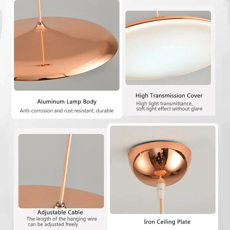 lampe led suspendue design nordique avec soucoupe volante - vue 5 sur 14