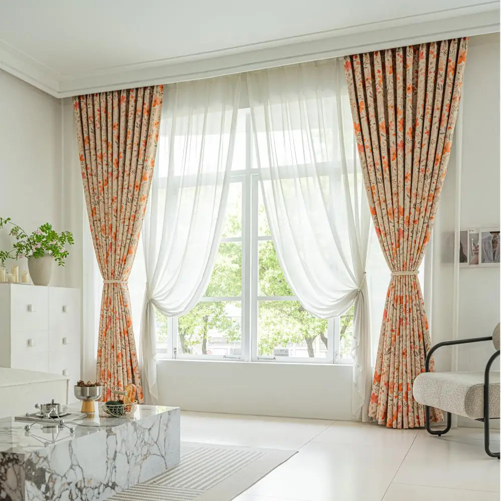 Rideau floral occultant thermique pour salon chambre - vue 3 sur 7