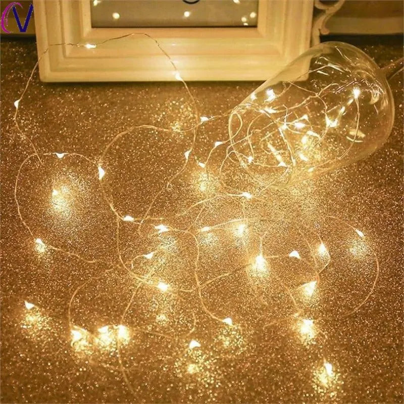 guirlande lumineuse led usb en cuivre argent pour décorations de fête - vue 6 sur 14
