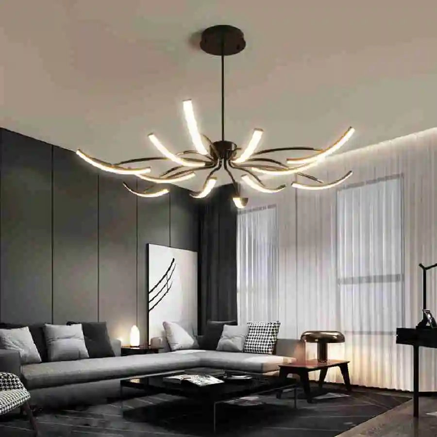 Black Chandelier Iron Dimmable Lamp Design, Suitable For Bedrooms, Living Rooms, Dining Rooms, Kitchens, Adjustable Chandeliers - vue 3 sur 14
