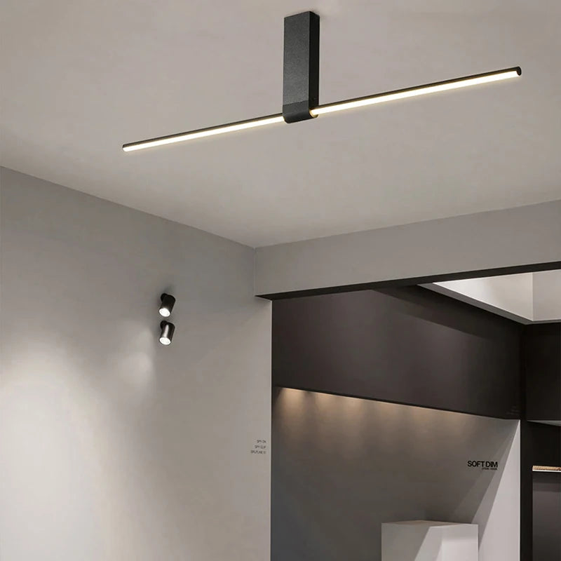 lampes de plafond minimalistes longues pour divers espaces