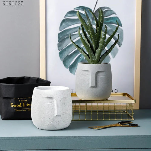 pot de fleurs en céramique visage avatar décoratif pour plantes succulentes - vue 4 sur 16