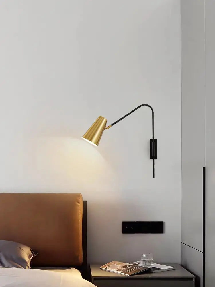 Minimally Adjustable Bedroom Bedside Wall Lamp, Long Arm Dining Room Wall Lamp, Nordic Long Pole Industrial Style Swing Arm Lamp - vue 4 sur 12