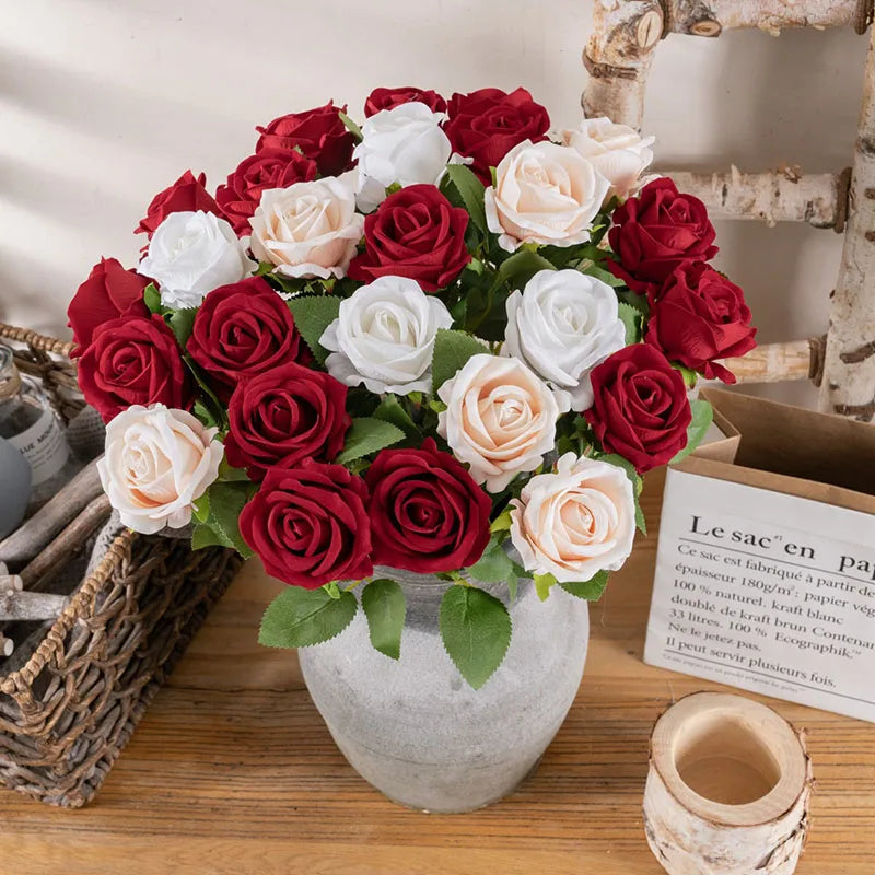 bouquet de fleurs artificielles en soie pour mariage et décoration - vue 3 sur 16