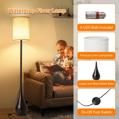 lampe de sol led design goutte d'eau avec variateur 3 couleurs - vue 2 sur 7