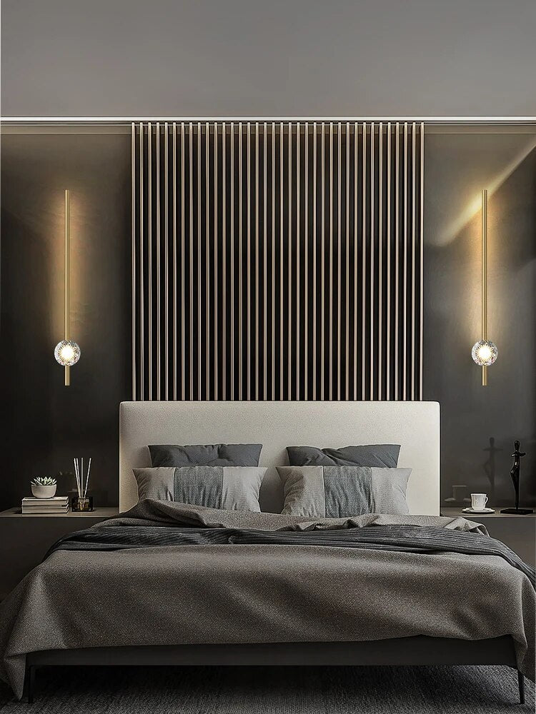Applique murale nordique tout en cuivre pour chambre à coucher - vue 5 sur 9