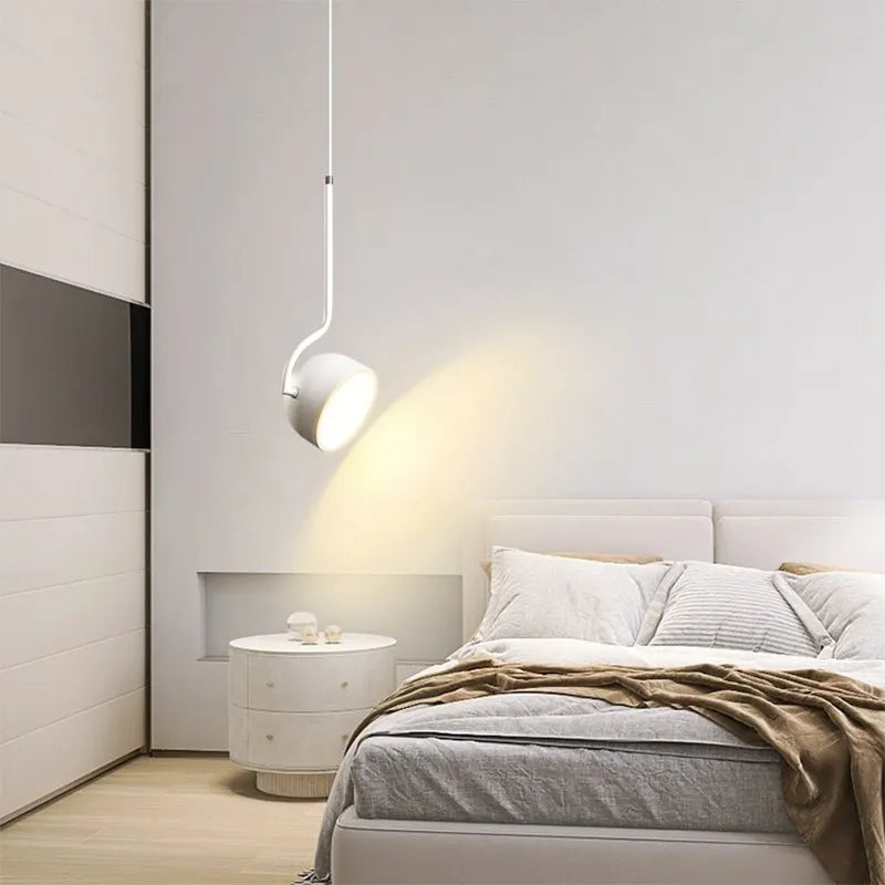 Nordique LED Suspension Lumière Minimaliste Noir Blanc Cuillère Fer Suspension Chambre Salons Étude Bureau Éclairage Luminaire